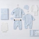 Butik Erkek Bebek %100 Pamuklu - Antialerjik 10'lu Hastane Çıkışı Yenidoğan Set - 0 - 3 Ay - Mavi