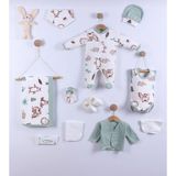 Butik Erkek Bebek %100 Pamuklu Antialerjik Hastane Çıkışı 10'lu Yenidoğan Set - Yeşil - 0 - 3 Ay