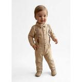 Butik Erkek Bebek Pamuklu Müslin Kuamş Ponpon Tavşanlı Pantolon Askılı Takım - 6 - 9 Ay - Kahverengi