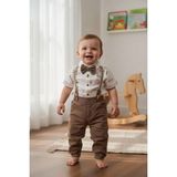 Butik Erkek Bebek Pamuklu Pantolon Askılı Takım 4 Parça - 18 - 24 Ay - Kahverengi