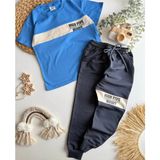 Butik Erkek Çocuk %100 Pamuklu Alt - Üst 2'li Eşofman Takımı - 5 - 6 Yaş - Mavi