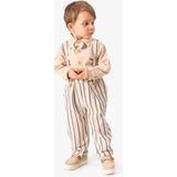 Butik Erkek Çocuk - Bebek Salopet Cizgili 3'lü Takım Pamuklu - Bej - Yeşil - 18 - 24 Ay