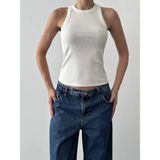 Butik Fit Kesim Halter Yaka Atlet - 001-Beyaz