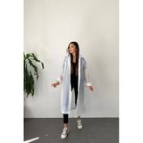 Butik Gardrop Kadın Beyaz Çıt Çıt Detay Şeffaf Yağmurluk