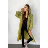 Butik Gardrop Kadın Haki Çıt Çıt Detay Şeffaf Yağmurluk