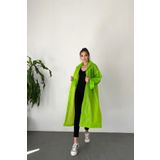Butik Gardrop Kadın Yeşil Çıt Çıt Detay Şeffaf Yağmurluk