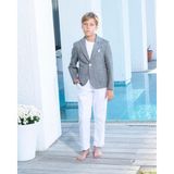 Butik Happy Kids Erkek Çocuk Gri Takım Elbise Keten Spor Takım 3-14 Yaş Ceket Pantolon Tişort 3-14 Yaş - 5 Yaş