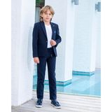 Butik Happy Kids Erkek Çocuk Lacivert Takım Elbise Keten Spor Takım Ceket Pantolon Tişort 3-14 Yaş - 9 Yaş