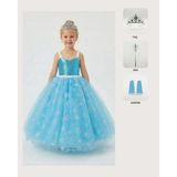 Butik Happy Kids Frozen Elsa Kostümü Askılı Kız Çocuk Prenses Elbisesi Taç Asa Eldiven Hediyeli - Mavi - 2 - 3 Yaş