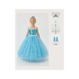 Butik Happy Kids Frozen Elsa Kostümü Askılı Kız Çocuk Prenses Elbisesi Taç Asa Eldiven Hediyeli - Mavi - 7 - 8 Yaş