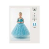 Butik Happy Kids Prenses Elsa Kostümü Uzun Kollu Elsa Kostümü 1-12 Yaş Taç-Asa-Eldiven Hediyeli - Mavi - 2 - 3 Yaş