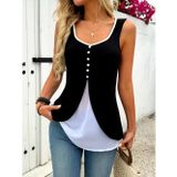 Butik İstanbul Kadın Askılı önden Düğmeli Asimetrik Detaylı çift Renkli Viskon Bluz