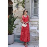 Butik İstanbul Kadın Askılı Yuvarlak Yakalı Uzun Süprem Elbise