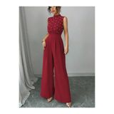 Butik İstanbul Kadın Balıkçı Yaka Kolsuz Incili Beli Kuşaklı Uzun Janjan Tulum