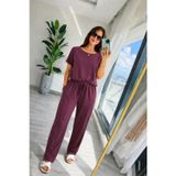 Butik İstanbul Kadın Kısa Kollu Bisiklet Yakalı Viskon Iki Iplik Bluz Ve Pantolon Ikili Takım