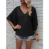 Butik İstanbul Kadın Kısa Kollu V Yakalı Salaş Viskon Bluz