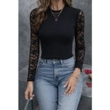 Butik İstanbul Kadın Uzun Kollu Yarı Balıkçı Yaka Tüllü Kaşkorse Bluz