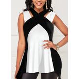 Butik Kadın Askılı Boyundan çapraz Halter Yakalı çift Renkli Viskon Bluz