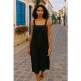 Butik Kadın Dantel Askılı Kare Yakalı Uzun Viskon Elbise