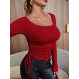 Butik Kadın Kırmızı Kaşkorse Kumaş Bluz