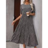 Butik Kadın Mini Leopar Desen Midi üç Kat Elbise