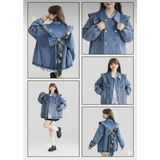 Butik Kadın Oversize Denim Ceket-Uzun Kollu,çift Cepli,rahat ve Şık Tasarım - L - XL - Mavi