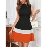 Butik Kadın Sıfır Kol Yarı Balıkçı Yaka şerit Detaylı Ithal Krep Elbise