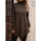 Butik Kadın Uzun Kollu Balıkçı Yaka Asimetrik Kesim Detaylı Yün Viskon Bluz