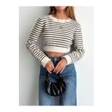 Butik Kadın Uzun Kollu Balıkçı Yaka Crop Triko Bluz