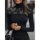 Butik Kadın Uzun Kollu Balıkçı Yaka Dantelli Kaşkorse Bluz