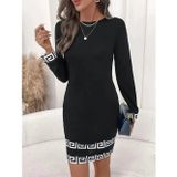 Butik Kadın Uzun Kollu Bisiklet Yaka Mini Ithal Krep Elbise
