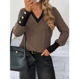 Butik Kadın Uzun Kollu V Yakalı Desenli Süprem Bluz