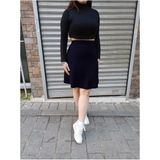Butik Kısa 8 Parça Portoriko Kumaş Astarlı Fermuarlı Etek Urun Boy 55 cm - Lacivert - 46