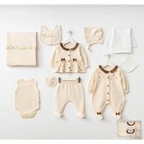 Butik Kız Bebek %100 Pamuklu - Antialerjik 10'lu Hastane Çıkışı - Kahverengi - 0 - 3 Ay