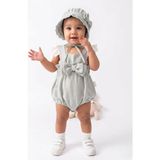 Butik Kız Bebek %100 Pamuklu Waffle Kumaş Şapka Aksesuarlı Tulum - Su Yeşili - 6 - 9 Ay
