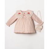 Butik Kız Bebek - Çocuk %100 Pamuklu Dantel Yaka Detaylı Çanta Aksesuarlı Elbise - 3 Yaş - Pembe