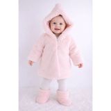 Butik Kız Bebek - Çocuk Peluş Külah Kapüşon Detaylı Kaban - Mont - 9 - 12 Ay - Pembe