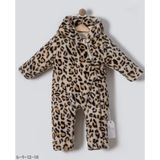 Butik Kız Bebek Kapüşon Detaylı Leoparlı Tulum Peluş - 6 Ay