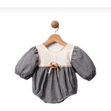 Butik Kız Bebek Özel Tasarım Salopet Elbise - Salopet - Gri - 18 Ay