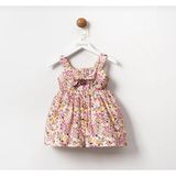 Butik Kız Çocuk %100 Pamuklu Çiçekli Özel Tasarım Elbise - 4 Yaş - Beyaz