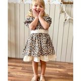 Butik Kız Çocuk %100 Pamuklu Leopar Desenli Elbise - 2 - 3 Yaş