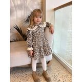 Butik Kız Çocuk %100 Pamuklu Leopar Desenli Elbise - 5 - 6 Yaş