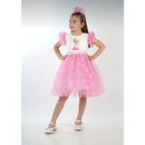 Butik Kız Çocuk Barbie Desenli Tütü Detaylı Elbise - 5 Yaş - Pembe