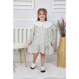 Butik Kız Çocuk Çiçek Desenli Fistolu Yaka Elbise – Uzun Kollu Pamuklu Günlük Şık Kız Çocuk Elbisesi - 7 - 8 Yaş - Siyah - Beyaz