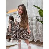 Butik Kız Çocuk Leopar Desenli Pamuklu Elbise - 7 - 8 Yaş
