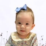 Butik Kurdele Fiyonk Saçsız Bebek Tokası 8 cm - Seyrek saçlı bebeklere özel saçtan düşmeyen toka (Bebe mavi, Tekli)