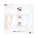 Butik Kurdele Fiyonk Saçsız Bebek Tokası 8 cm - Seyrek saçlı bebeklere özel saçtan düşmeyen toka (Beyaz, Tekli)