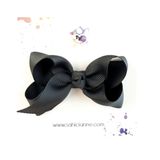 Butik Kurdele Fiyonk Saçsız Bebek Tokası 8 cm - Seyrek saçlı bebeklere özel saçtan düşmeyen toka (Siyah, Tekli)