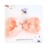 Butik Kurdele Fiyonk Saçsız Bebek Tokası 8 cm - Seyrek saçlı bebeklere özel saçtan düşmeyen toka (Somon, Tekli)