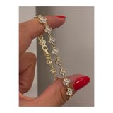 Butik Luxury 14k Tasarım Taşlı Yonca Bileklik